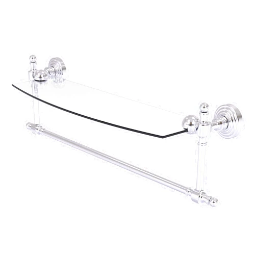 Allied Brass RW-33TB/18-SCH Retro Wave Collection 18 Inch Glass Vanity Shelf with Integrated Towel Bar, Satin Chrome