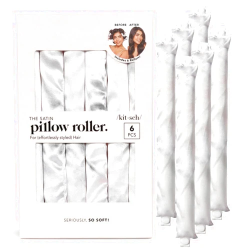 Kitsch Satin Pillow Rollers -Heatless Hair Curler, Hair Rollers, Heatless Curls Overnight, Flexible Curling Rods for Long &Short Hairs, Flexi Rod Curlers to Sleep in, Overnight Blowout Rods-6pc Marble