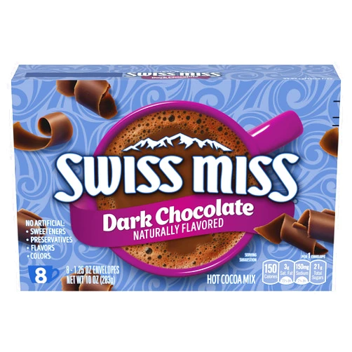 Swiss Miss Indulgent Collection Dark Chocolate Flavor Hot Cocoa Mix, 1.25 oz. 8-Count (Pack of 12)