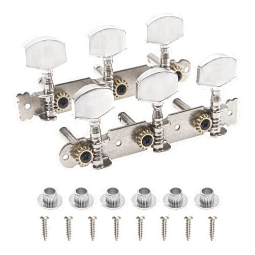 Yootones 2Pcs Yootones Guitar Tuning Pegs Keys 3R3L Machine Heads Tuners Set Compatible with Acoustic Folk Classical Guitar (Silver)