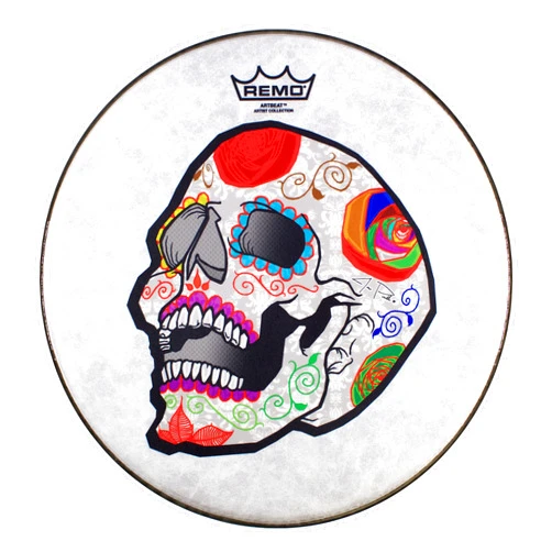 Remo ArtBEAT Artist Collection Drumhead - José Pasillas, Candy Skull