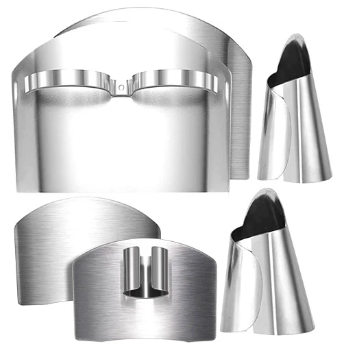 AIMPGSTL 4PCS Finger Guard for Cutting Vegetables, Stainless Steel Finger Protector, Thumb Guard Peelers for Onion Holder Slicer Kitchen Tool Avoid Hurting When Slicing and Chopping