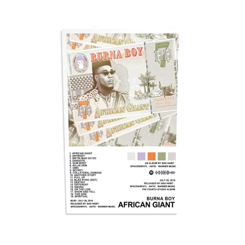 BMXRX Burna Boy – African Giant Canvas Posters Wall Art Bedroom Office Room Decor Gift Unframe-style12x18inch(30x45cm)