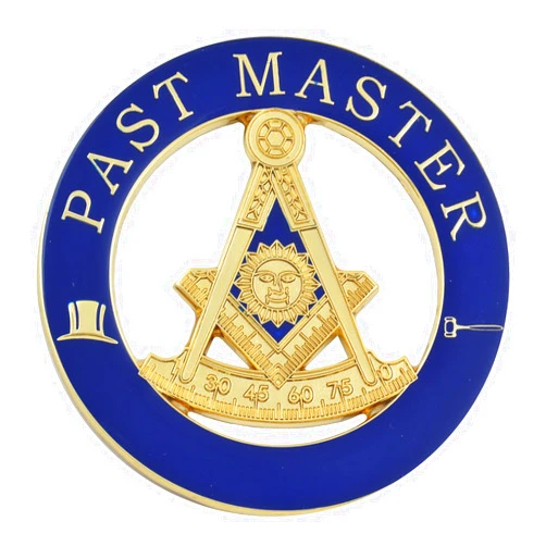 The Masonic Exchange Past Master Round Masonic Auto Emblem - [Blue & Gold][3'' Diameter]