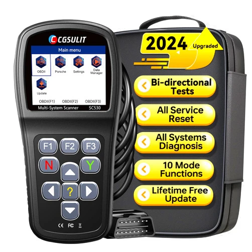 CGSULIT All System OBD2 Scanner for Porsche, SC530 Bidirectional Scan Tool with Oil/SRS/EPB/SAS Reset, Battery Registration, ABS Bleeding 30+ Special Functions, Over-rev Report Diagnostic Code Reader