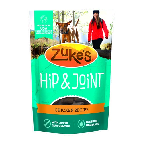 Zukes Zuke’s Hip and Joint Support Dog Treats for Adult Dogs, Senior Dog Treats made with Real Chicken, 6 oz. Resealable Pouch​ - 6 oz. Bag