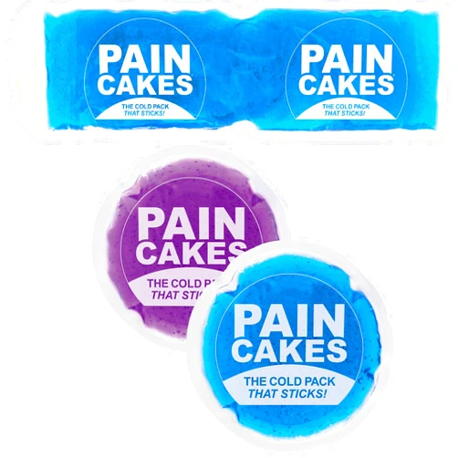 PAINCAKES Reusable, Sticks to Body, Body Wrap with Mini 2 Pack of Purple and Blue, Small Ice Packs, Perfect for Injuries, and Small Areas, Latex-Free Cold Compress