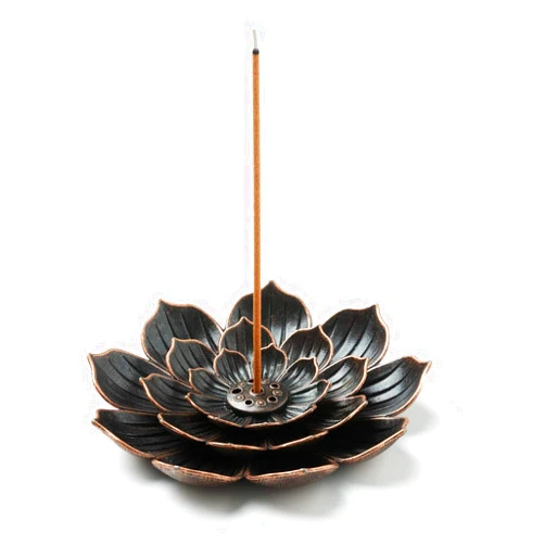 GARMOLY Incense Burner, Incense Holder for Sticks, Brass Lotus Incense Stick Holder and Detachable Ash Catcher