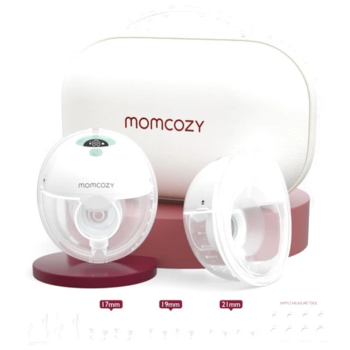 Momcozy Breast Pump Hands Free M5, Wearable Breast Pump of Baby Mouth Double-Sealed Flange with 3 Modes & 9 Levels, Electric Breast Pump Portable - 24mm, 2 Pack Mint
