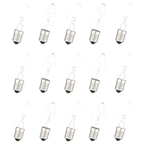 Waremew 15 Pcs 3W 2700K Warmwhite Glass Bulbs Tapered Candles E10 Replacement Bulbs for Lights Candle Arch,String Lights, Christmas Garlands (3W 48V)