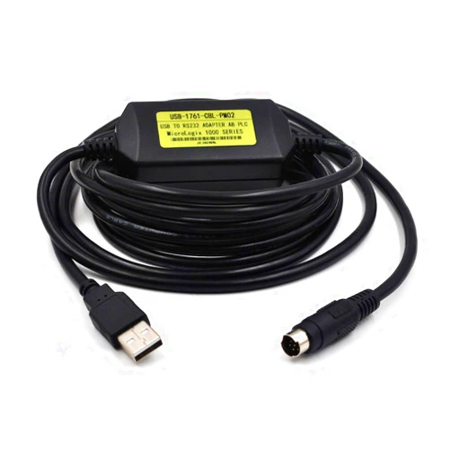 Zhupoub PLC Programming Cable USB Interface for PLC Micrologix 1000, 1200, 1400 Series with USB-1761-CBL-PM02 8 Pin Round Aapater