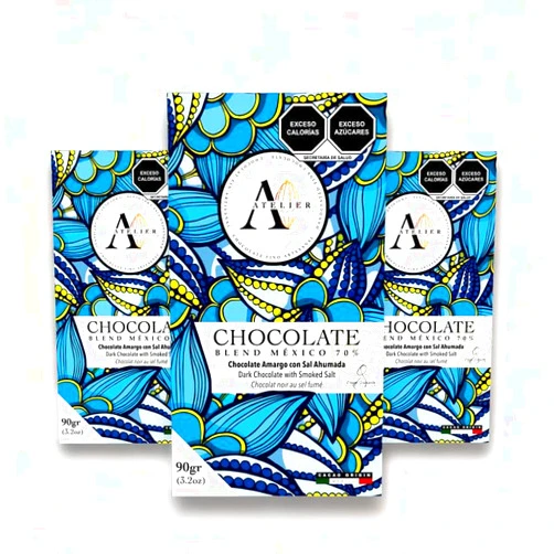Mil534 | Pack of 3 Dark Chocolate Bars 70% COCOA WITH SMOKED SALT (90 g each) | Artisan Chocolate with Sustainable Mexican Cocoa | Vegan and Gluten Free