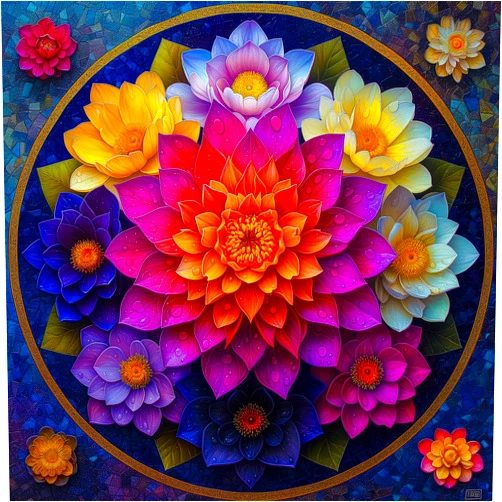 Bgraamiens Puzzle- Colorful Mandala Puzzle for Adults 1000 Pieces,Beautiful Floral in Water Drops Jigsaw Puzzle,Art Puzzle for Mandala Lovers