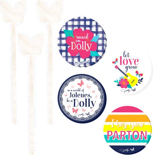 Dolly Parton Happy Hour Coasters and Drink Stirrers Kit