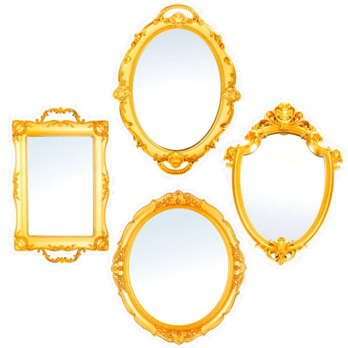 Beeveer 4 Pcs Vintage Gold Mirror Set Including Oval Antique Decorative Wall Mirror Gold Shield Shape Wall Mirror Square Decorative Mirror Jewelry Dresser Organizer Tray Vintage Carved Hanging Mirror
