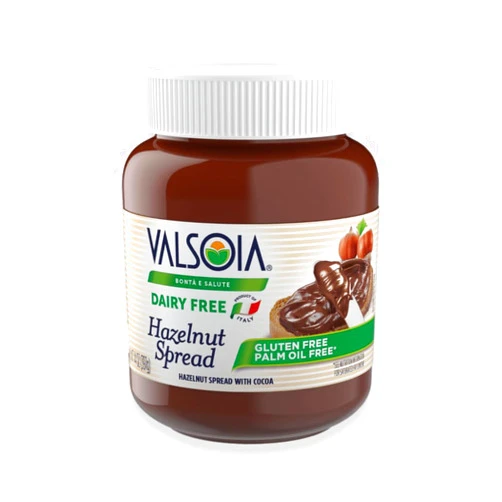 Valsoia Hazelnut Spread with cocoa – 14OZ Vegan, Low Sugar, Palm Oil Free, Creamy Chocolate Spread, High Protein, Gluten Free,