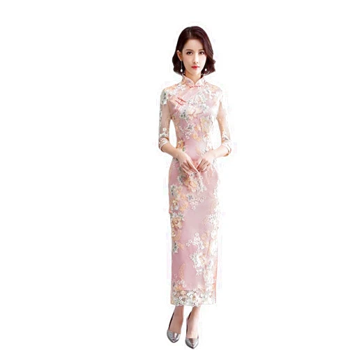 CBROOT Women's Cheongsam Dress -Spring Autumn Women Dress China Style Long Qipao Oriental Clothing Elegant Retro Part