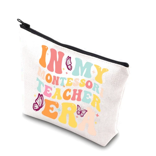 G2TUP Montessori Teacher Makeup Bag Montessori Teacher Gifts In My Montessori Teacher Era Zipper Pouch (Montessori Teacher)