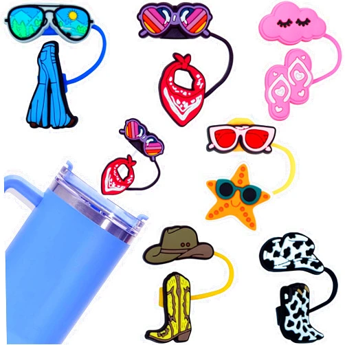 MICARA Cowboy Hat Straw Toppers for Stanley Straw Covers, 6PCS MICARA Cute Silicone Straw Cover Cap for Stanley Cup 30&40 Oz Tumbler, Reusable Straw Tips Protectors for 10mm 0.4in Straws