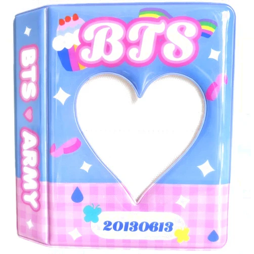Alitaver 3 Inch Photocard Album Kpop Mini Photo Album, Love Heart Hollow Photocard Id Holder 64 Pockets Photocard Binder Kpop Photocard Holder Book, Pink