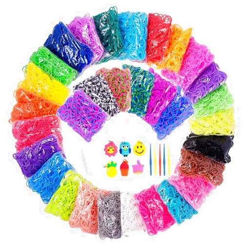 Alysontech 15000+ Loom Rubber Band Refill Kit in 31 Colors, Bracelet Making Kit for Kids Weaving DIY Crafting Gift, with 13500 Loom Bands,500 Clips,15 Charms, 6 Crochet Hooks,2 Y Looms