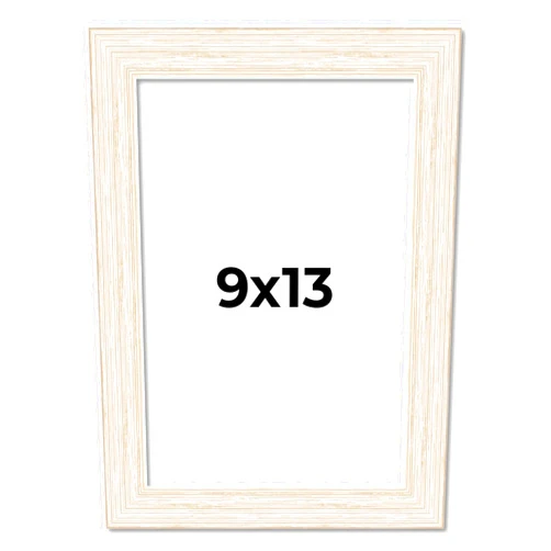 Poster Palooza 9x13 Distressed/Aged White Washed Wood Picture Frame - UV Acrylic, Foam Board Backing, & Hanging Hardware Included!