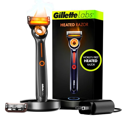 Gillette Heated Razor for Men, Starter Shave Kit by GilletteLabs, 1 Handle, 2 Razor Blade Refills, 1 Charging Dock