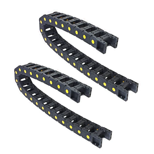 ANWOK 2PCS Black Plastic Cable Wire Carrier Drag Chain R55 25mm x 77mm (Inner H x Inner W) Cable Carrier Chain 1M Length for CNC - Bridge Type (Can be Opened)