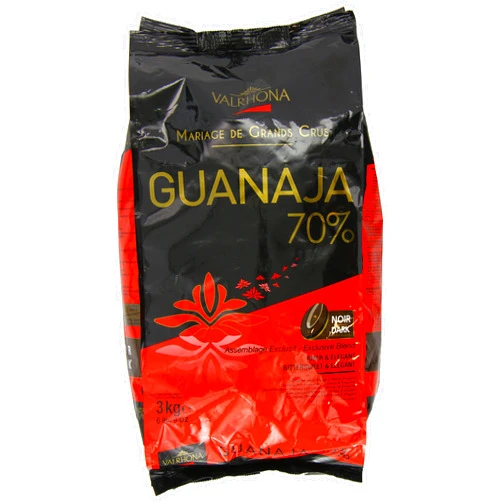 Valrhona Dark Chocolate - 70% Cacao - Guanaja - 6 lbs 9 oz bag of feves