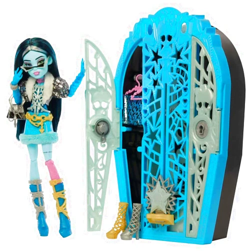 Monster High Skulltimate Secrets Doll and Accessories Set, Hauntlywood Mysteries Frankie Stein with Reveal Closet & 19+ Glam Surprises Like Doll Clothes