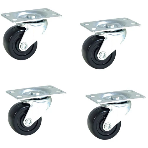 POWERTEC 2 Inch Swivel Caster Wheels Set of 4 with 160 lbs Loads, Heavy Duty Plate Casters, Rubber Castor Wheels for Furniture, Cart, Dolly and Workbenches (17210)