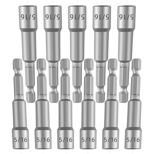 HouseUp [11PCS] 5/16 nut driver, Ultra magnetic nut driver set for impact drill, Standard British 5/16 impact driver bits, 2.5 inches (65mm), Different from 8mm nut driver