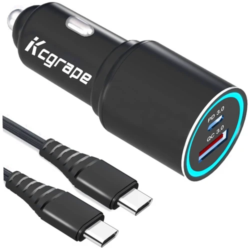Kcgrape 48W Car Charger for Samsung Galaxy S24/S24 Plus/S24 Ultra/S23/S23+/S23 Ultra/S22 S21 S20 FE,A23 A15 5G/A03S A33 A34 A32 A22 A24 A02S A04S A05S,2-Port USB C Fast Charging Adapter with PD&QC3.0+ Cable