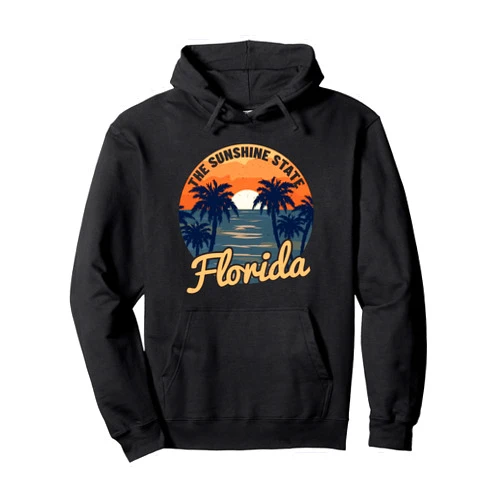 Graphic Club Inc. Florida Sunset - Throwback Design - Classic Pullover Hoodie