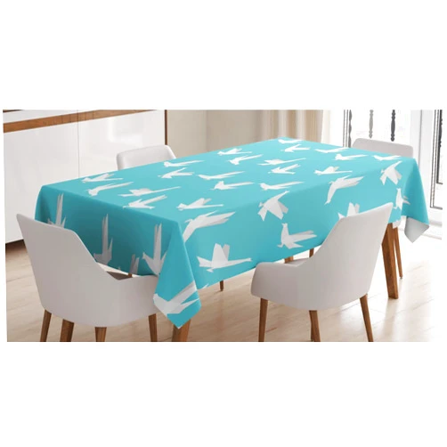 Ambesonne Asian Tablecloth, Japanese Origami Traditional Paper Folding Art Crane Bird Plain Mono Backdrop, Rectangular Table Cover for Dining Room Kitchen Decor, 60