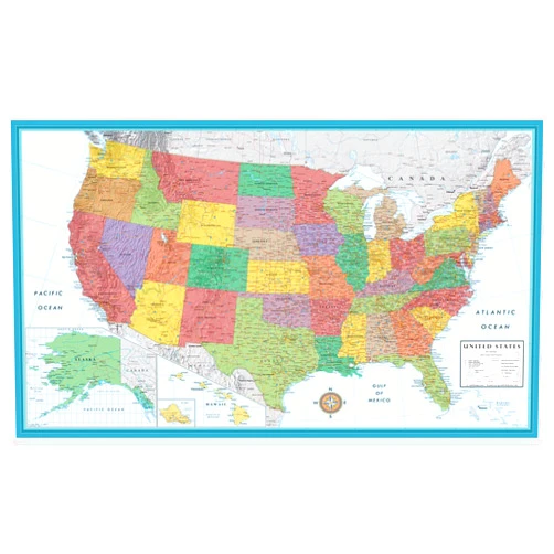 By Swiftmaps 48x78 Huge United States, USA Classic Elite Wall Map Laminated