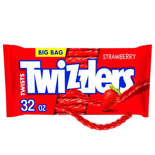 TWIZZLERS Twists Strawberry Flavored Licorice Style, Low Fat Candy Big Bag, 32 oz