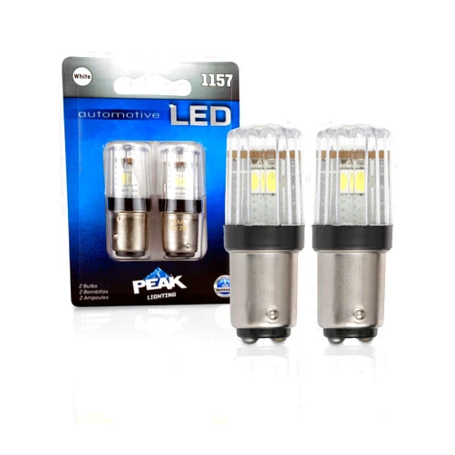 PEAK 1157LED-2BPP Bright White LED Bulbs for Turn Signals, Blinkers, License Plate, Car Interior, Brake Tail Lights, Pack of 2