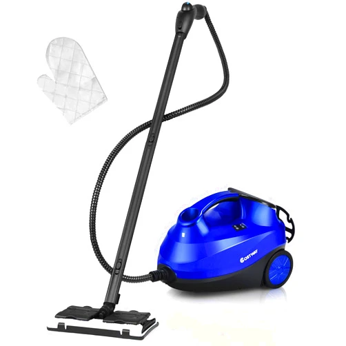 COSTWAY 2000W Multipurpose Steam Cleaner with 19 Accessories, Household Steamer w/ 1.5L Tank for Chemical-Free Cleaning, Heavy Duty Rolling Cleaning Machine for Carpet, Floors, Windows and Cars (Blue)