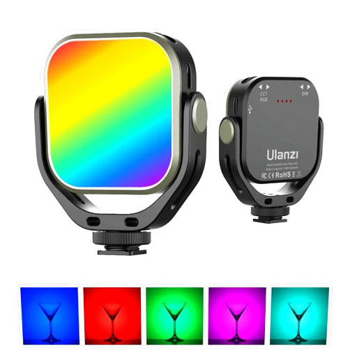 ULANZI VL66 RGB Adjustable Rechargeable 2500-6500K - Mini Video Portable Light on Camera, 2000mAh CRI95+ Dimmable, Ultra Bright Photo and Video Lighting, LED Fill Lamp for DSLR Camcorder Action Camera