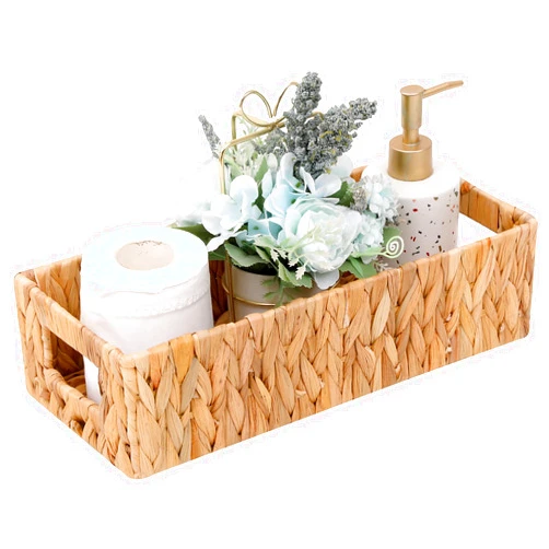 MJYIOK Wicker Storage Basket Water Hyacinth Basket Toilet Paper Baskets,Toilet Paper Holders Toilet Tank Basket,Storage Baskets for Bathroom,Farmhouse Kitchen Utensil Holder Caddy