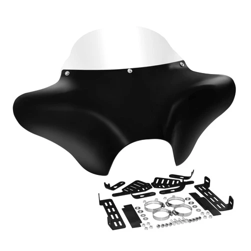 TCT-MOTORPARTS ABS Front Outer Batwing Fairing Windscreen w/ Mount Blacket Fit For Harley Touring Softail Dyna Road King 1994-2016 Fat Boy Street Bob Yamaha V Star 650 1100 classic Suzuki