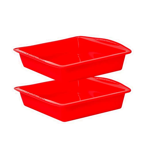 saphe 8 inch Silicone Square Cake Pan Nonstick Silicone Cake Molds, Silicone Brownie baking molds for Brownie, Cake, Bread, Pie and Lasagna (2 packs)