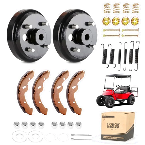 10L0L Golf Cart EZGO Brake Maintenance Kit for 1997-Up Electric EZGO TXT PDS,Incl. Brake Hub Drums & Pads/Shoes & Spring Kit, OEM# 19186G1, 70794G01, 70795G01, 27943G01 (NOT FIT Gas Models)