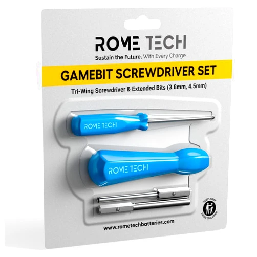 Rome Tech Gamebit Screwdriver Set for GameCube, Gameboy, SNES, NES, N64, Sega Game Cartridge, Tri Wing Screw Driver & 3.8mm 4.5mm - Screwdriver Bit Set Console Repair Tool