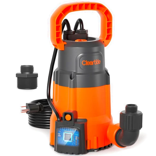 Cleartide 1/3 HP Submersible Utility Pump, 2790 GPH High Flow, Thermoplastic Portable Sump Pump with Auto Water Sensor, Ideal for Flooded Basement & Yard, Hot Tub, Pond & Garden Draining, 10 FT Cord