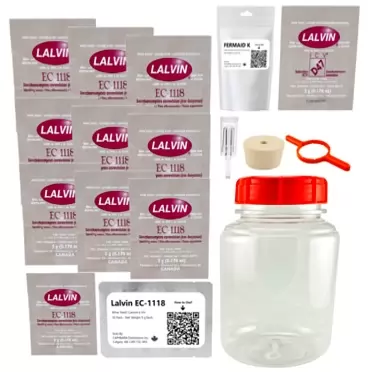CAPYBARA Distributors Inc. Lalvin EC-1118 (10 Pk) + Mead Making Kit (Carboy + Fermaid K + Airlock + Stopper) - Make Wine Cider Mead Kombucha At Home - Champagne Yeast - Wine Yeast - Yeast Nutrient (Urea Free)