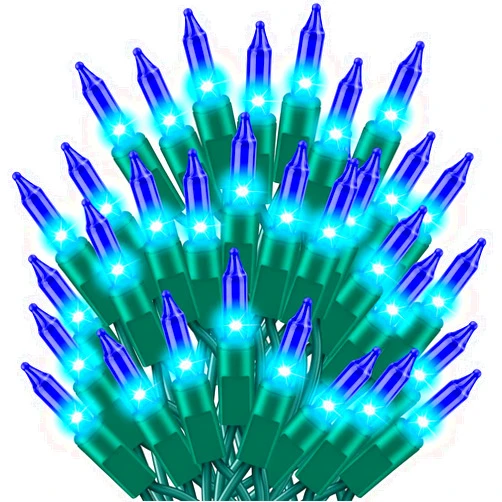 TWINGLEHOME Ultra-Bright Connects End to End Blue Christmas Mini Light 300L 63.8Ft(2Sets-Each 150L)UL Listed Incandescent Bulb String Light for Indoor Outdoor Holiday Garden Party Christmas Tree Decor