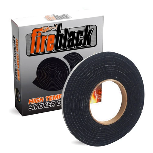 Fireblack® Hi Temp BBQ smoker Gasket Self Stick 15 ft High Heat 1/2 x 1/8 Black