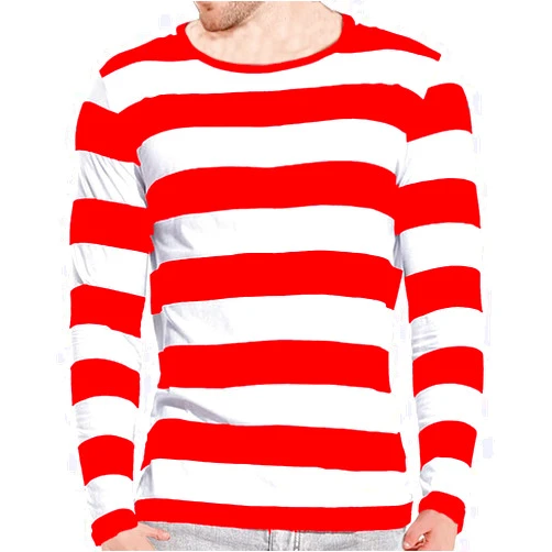 Ezsskj Mens Blues Clues costume Where's Waldo Costumes Bumble bee Costumes Mime Halloween Costume Long Sleeve Shirt